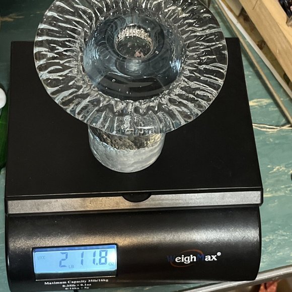 Blenko Art Glass Mushroom Taper Candle Holder Clear Glass 5 Inches Tall - Picture 14 of 14